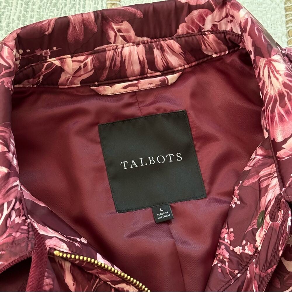 Talbots Splendid Floral Purple Lightweight Quilted Barn Jacket Women’s Large - Picture 8 of 10